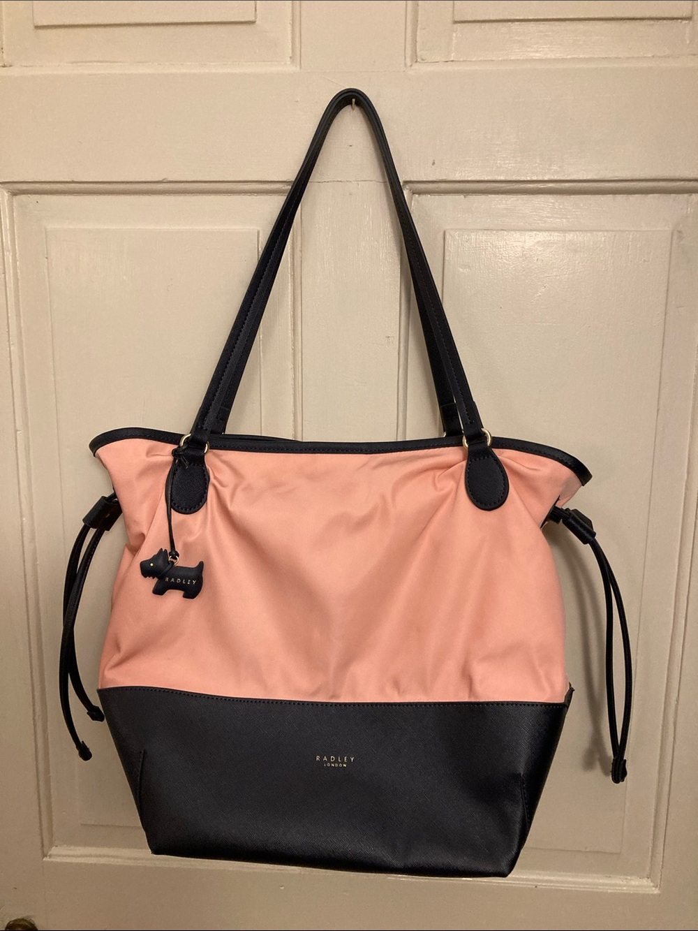 NWOT RADLEY LONDON Pink and Black Two-Tone Tote with Dog Charm